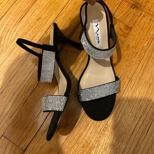 Nina Black Heels with Rhinestones